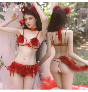 FEE ET MOI Sexy Feather Fox Fairy Bikini Set (Red)